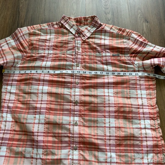 Eddie Bauer Mens Shirt XL Tall Orange Plaid Short Sleeve Performance Pocket Hike - Picture 8 of 11